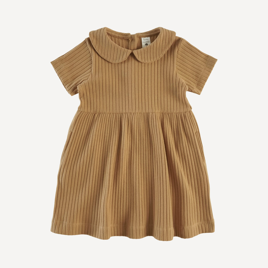 short sleeve peter pan dress | apple cinnamon | organic cotton wide rib