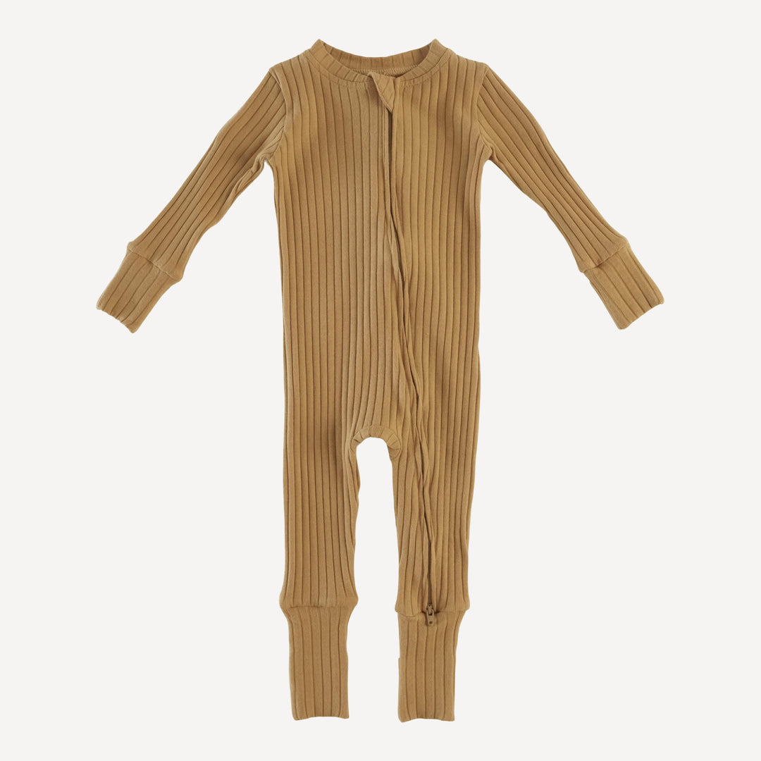 long sleeve convertible zippy pj | apple cinnamon | organic cotton wide rib