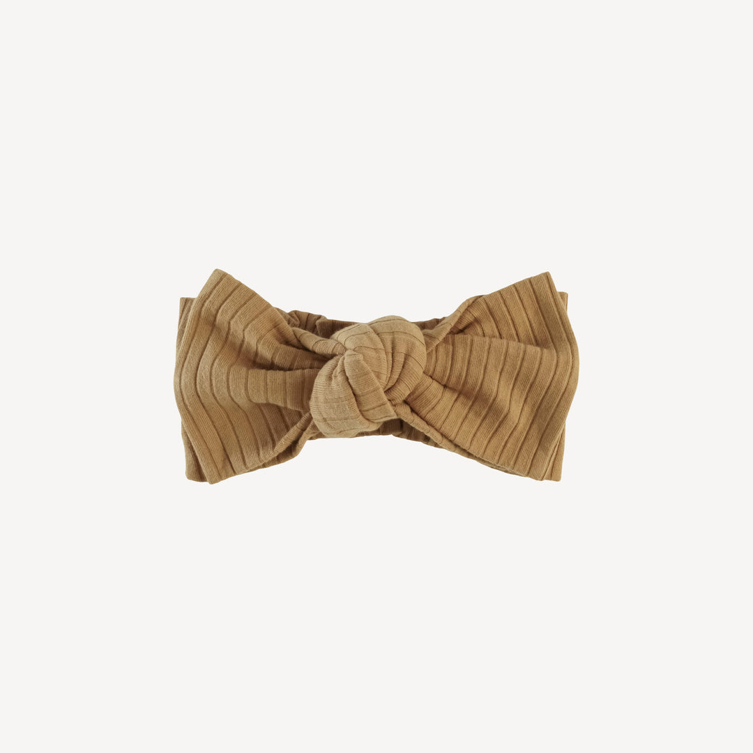 large bow elastic headband | apple cinnamon | organic cotton wide rib