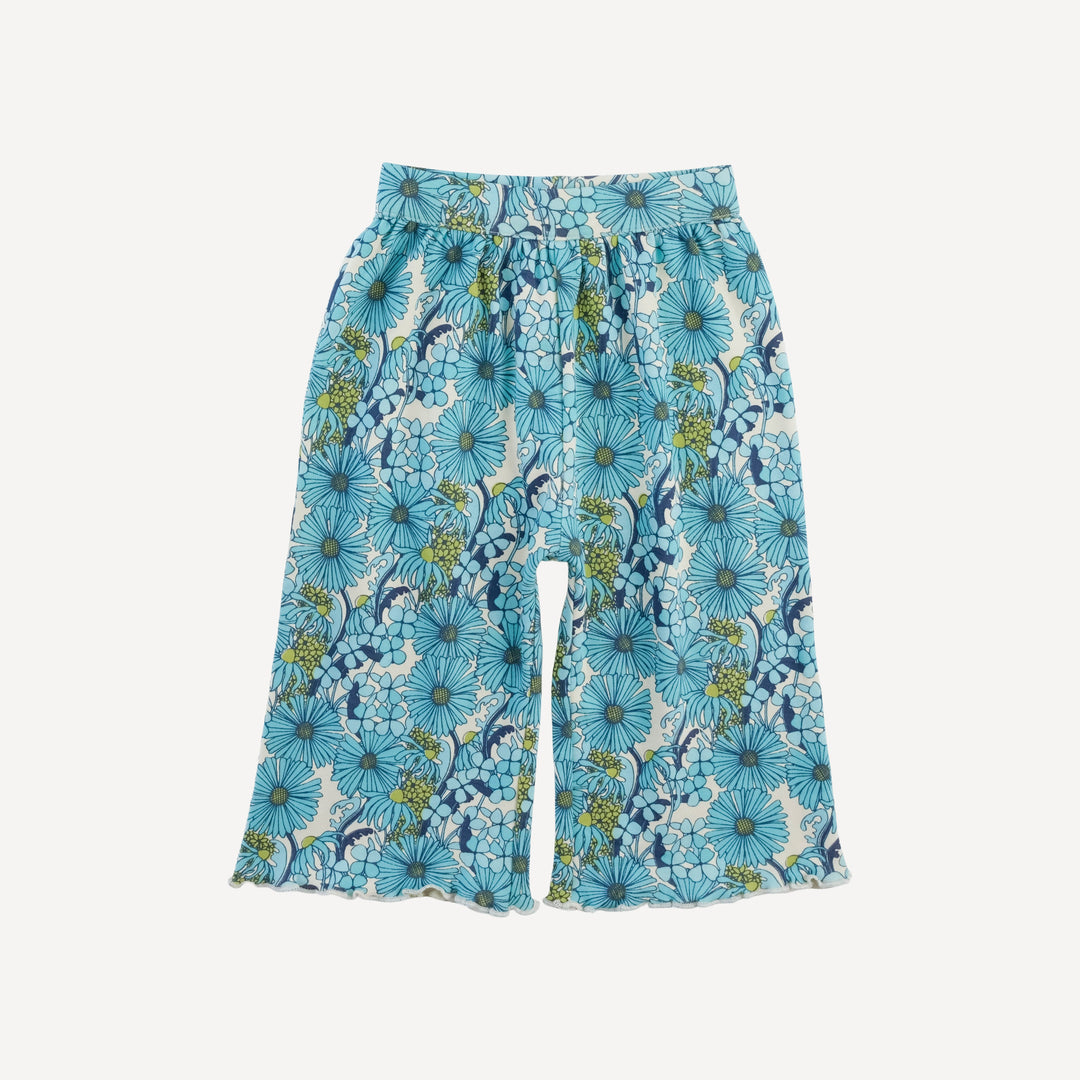 long sleeve jade set | aqua 70s daisy | organic cotton interlock
