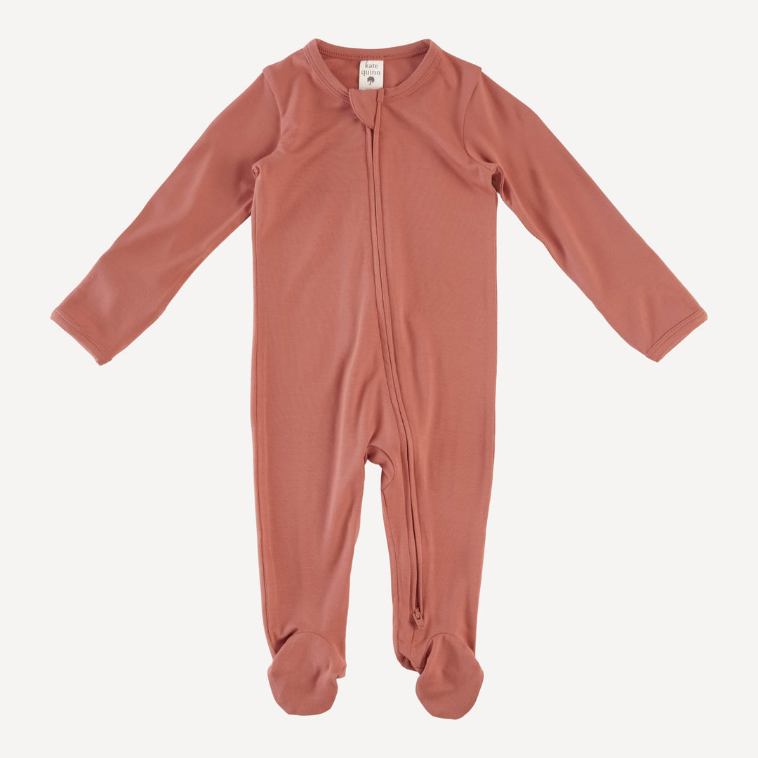 long sleeve two way zipper footie | aragon | bamboo