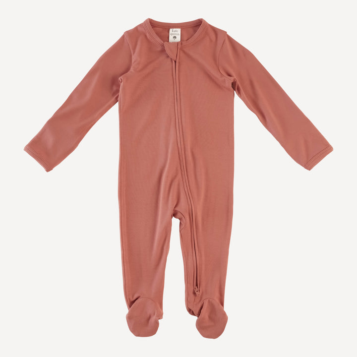 long sleeve two way zipper footie | aragon | bamboo