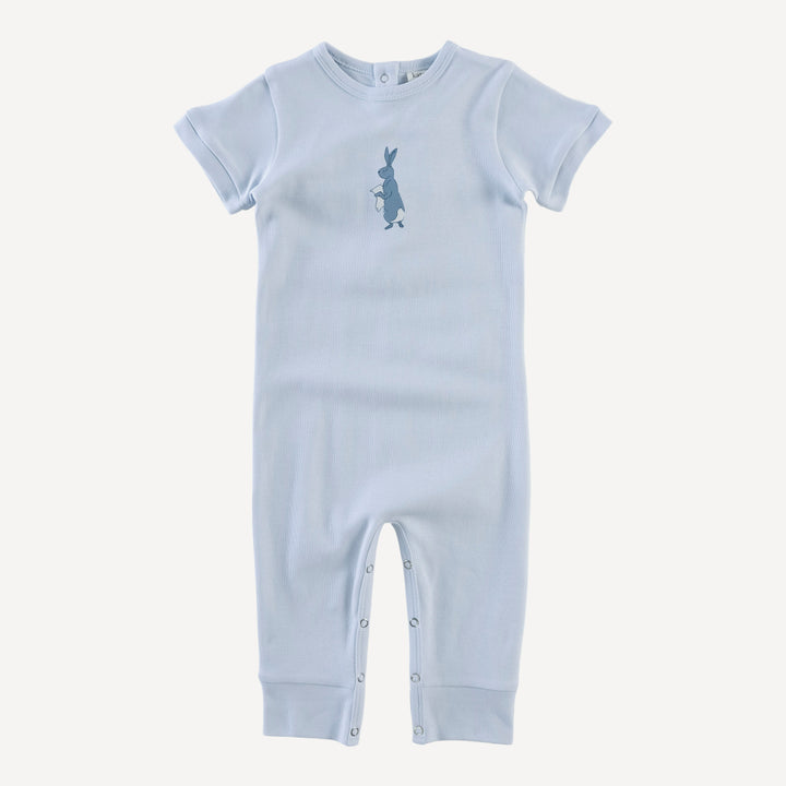short sleeve sport jumpsuit | arctic blue | organic cotton interlock