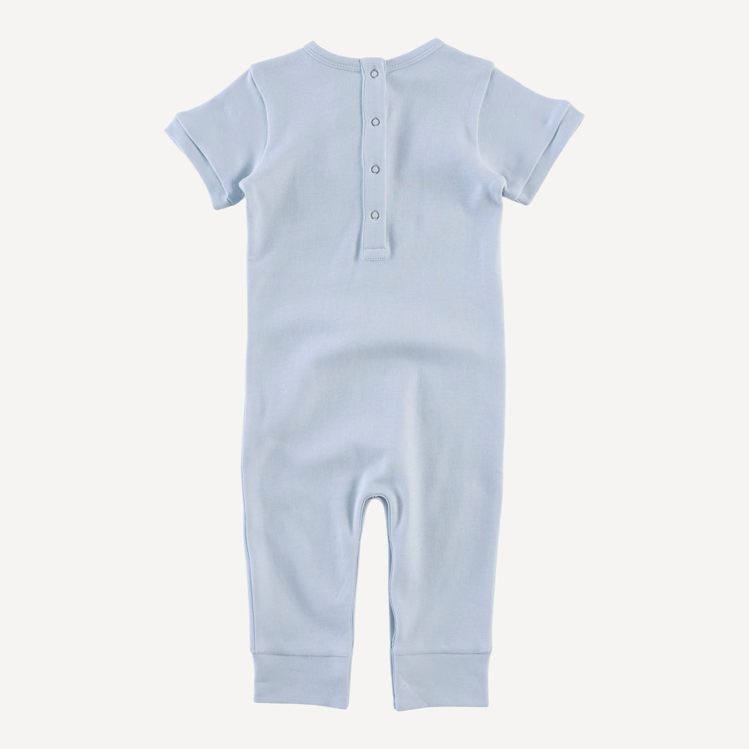 short sleeve sport jumpsuit | arctic blue | organic cotton interlock