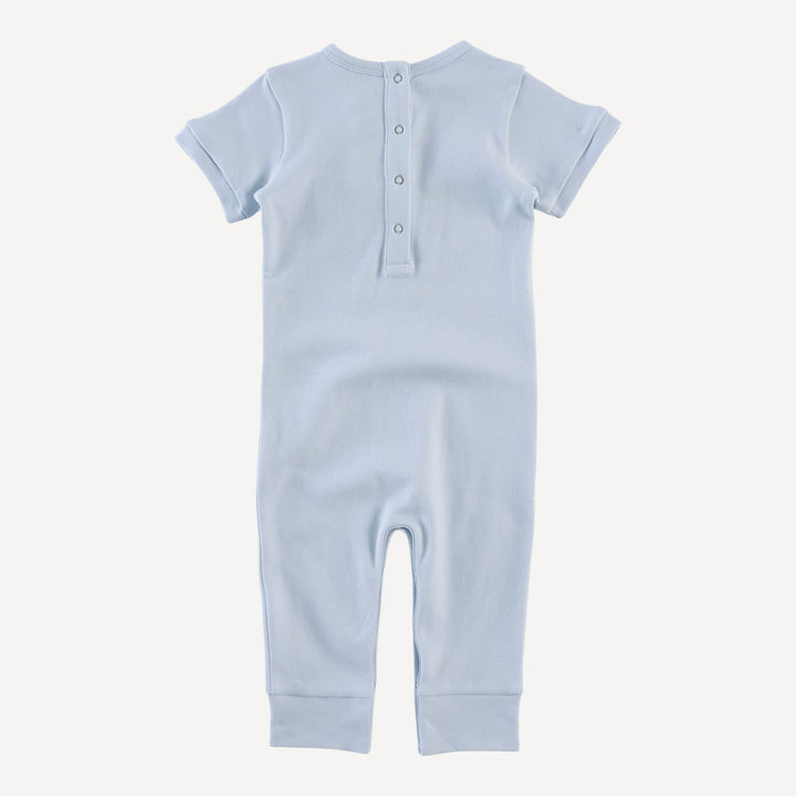 short sleeve sport jumpsuit | arctic blue | organic cotton interlock