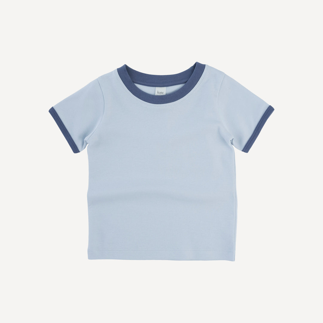 short sleeve ringer tee | arctic blue | organic cotton interlock