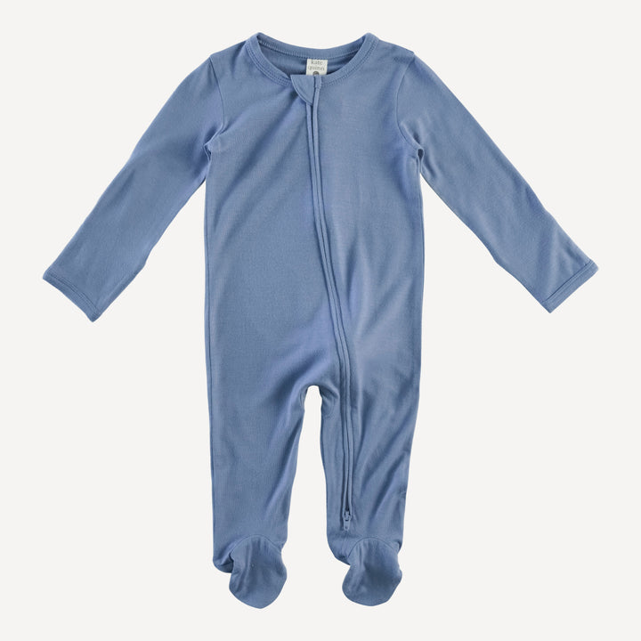long sleeve two way zipper footie | arctic ocean | bamboo