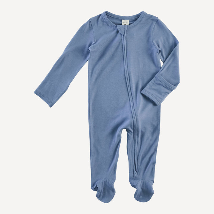 long sleeve two way zipper footie | arctic ocean | bamboo