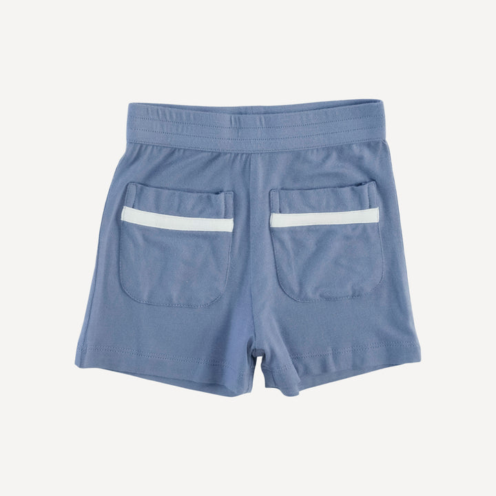 short sleeve sailor collar top + front pocket short set | arctic ocean | bamboo