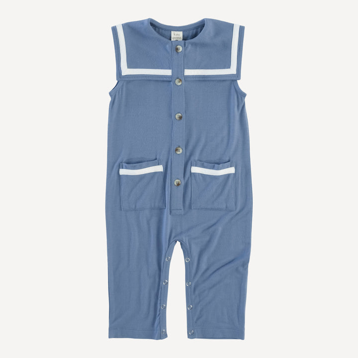 sleeveless sailor pocket jumpsuit | arctic ocean | bamboo