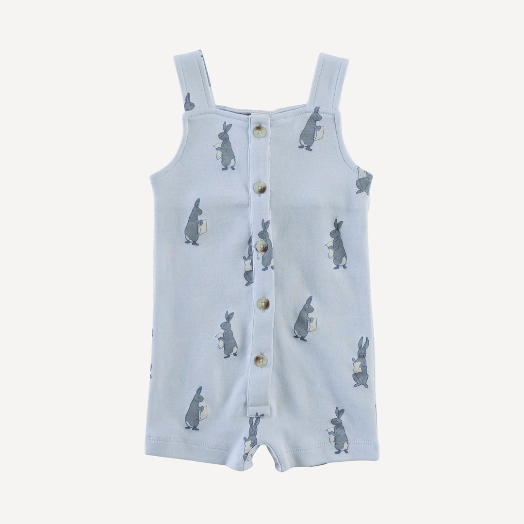 button overall shortie | arctic rabbit | organic cotton interlock