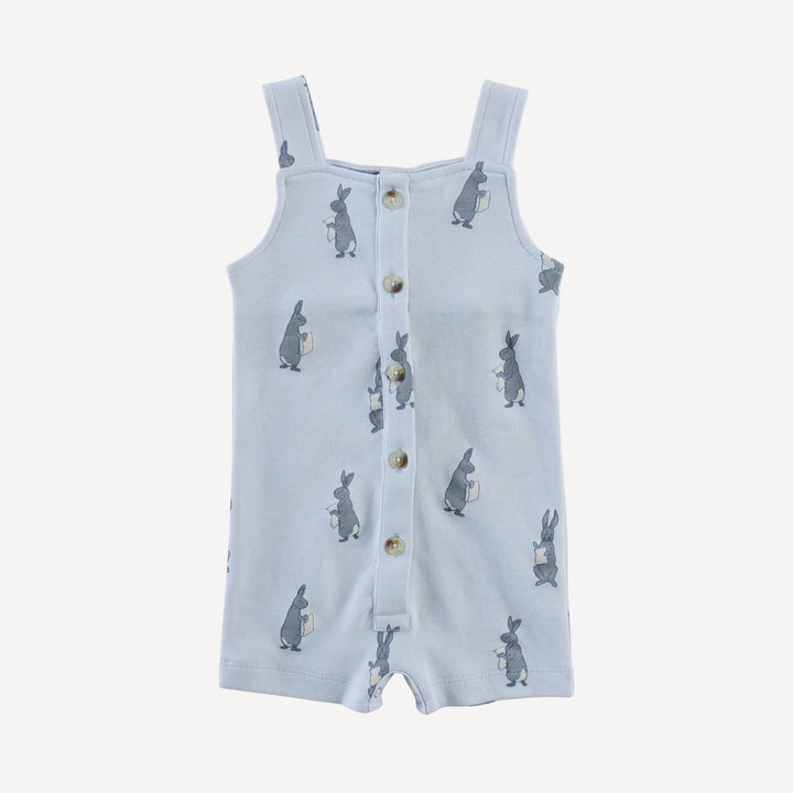 button overall shortie | arctic rabbit | organic cotton interlock