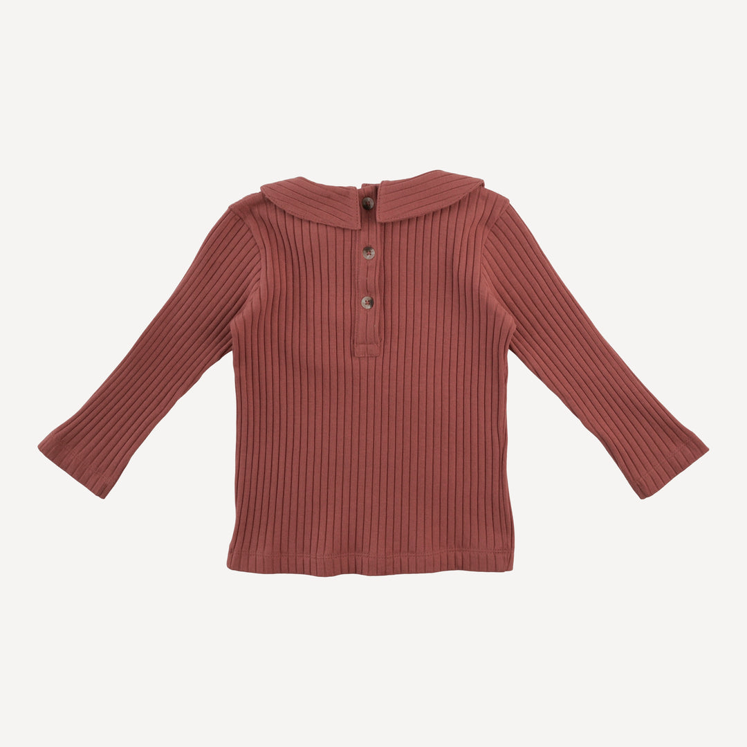 PRESALE long sleeve peter pan tee | auburn | organic cotton wide rib