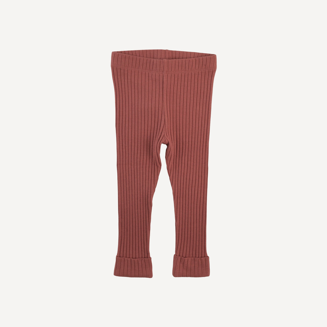 PRESALE classic cuffed legging | auburn | organic cotton wide rib