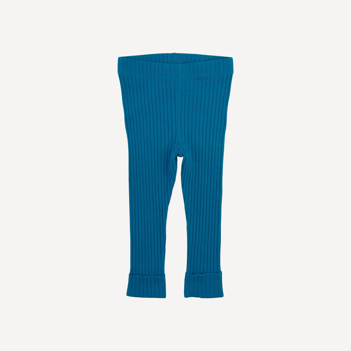 classic cuffed legging | azure | organic cotton wide rib