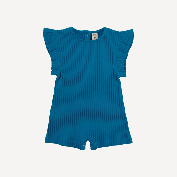 retro flutter shortie | azure | organic cotton wide rib
