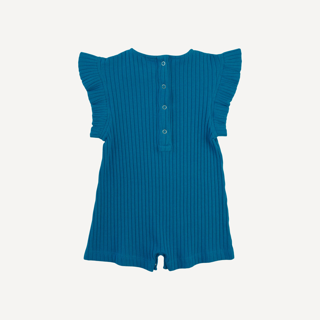 retro flutter shortie | azure | organic cotton wide rib