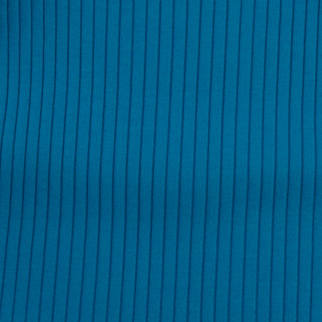 short sleeve lap neck bodysuit | azure | organic cotton wide rib