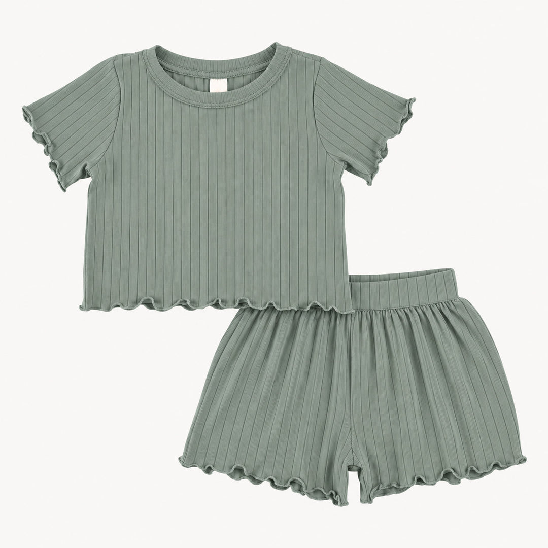 PREORDER jade short sleeve set | jadeite | woods rib