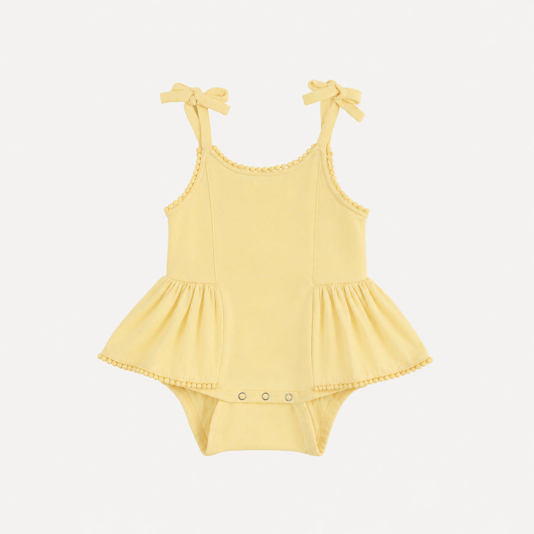 PREORDER tie pom pom ballerina bubble | butter yellow | organic cotton interlock