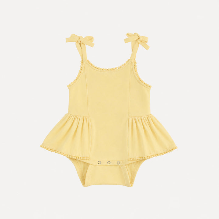 PREORDER tie pom pom ballerina bubble | butter yellow | organic cotton interlock