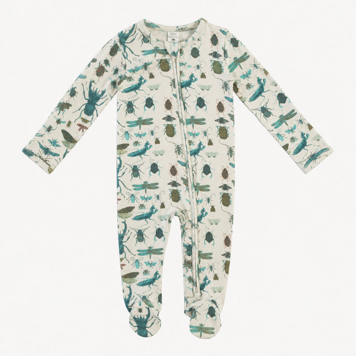 PREORDER long sleeve two way zipper footie | aqua insects | modal