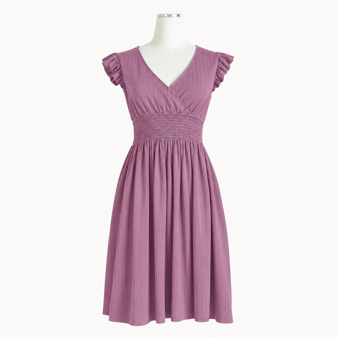 PREORDER womens flutter sleeve smocked v-neck dress | valerian | woods rib