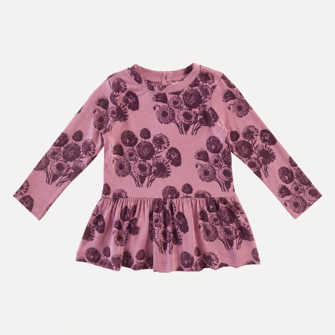 PREORDER long sleeve kate top | french violet dahlia | organic cotton interlock