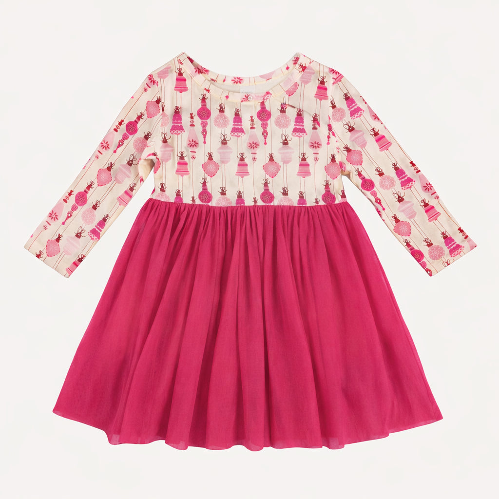 long sleeve ballerina tulle dress | pink vintage ornaments | bamboo