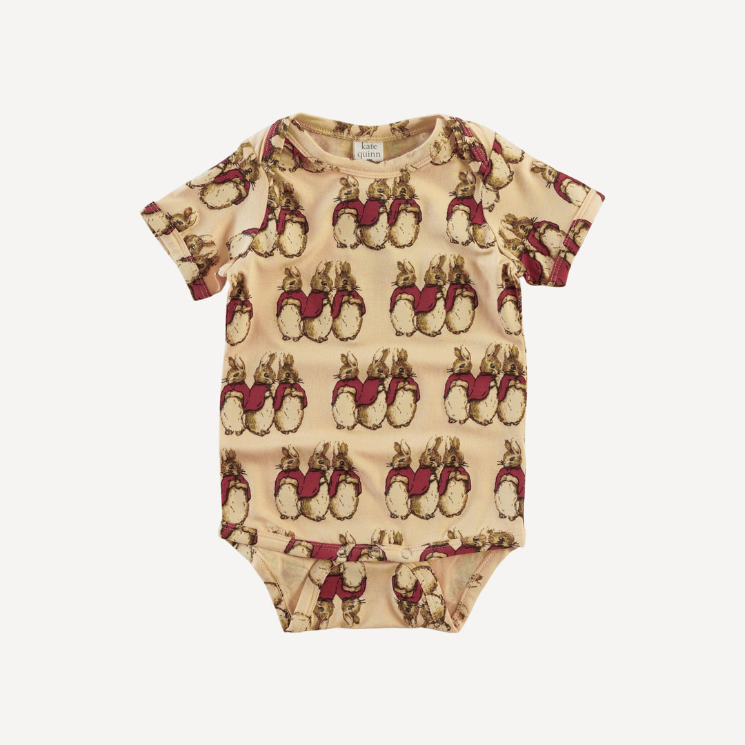 short sleeve lap neck bodysuit | baby bunnies | bamboo