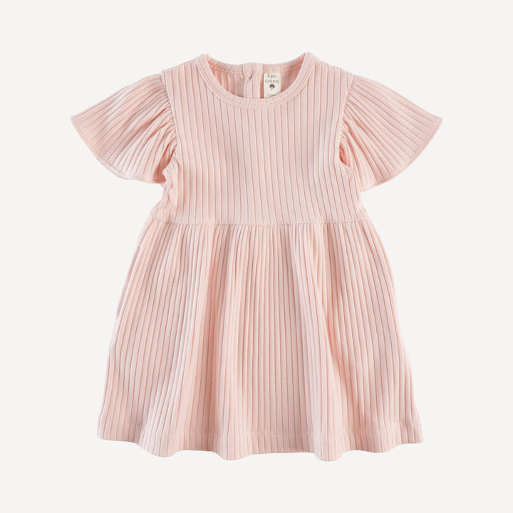 flutter sleeve dress | ballet pink | organic cotton wide rib