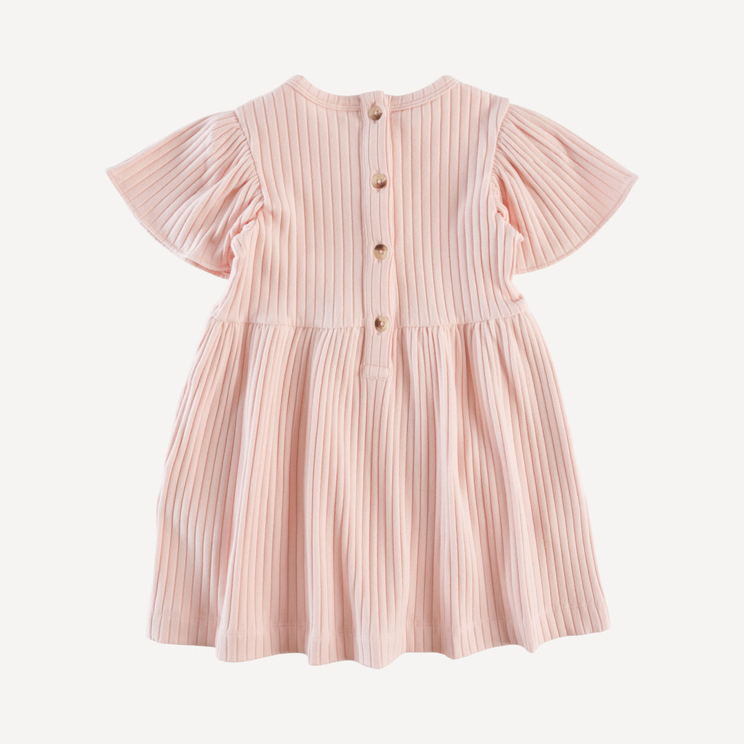 flutter sleeve dress | ballet pink | organic cotton wide rib