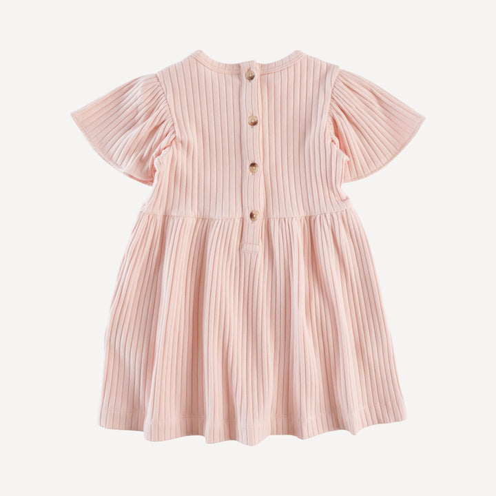 flutter sleeve dress | ballet pink | organic cotton wide rib