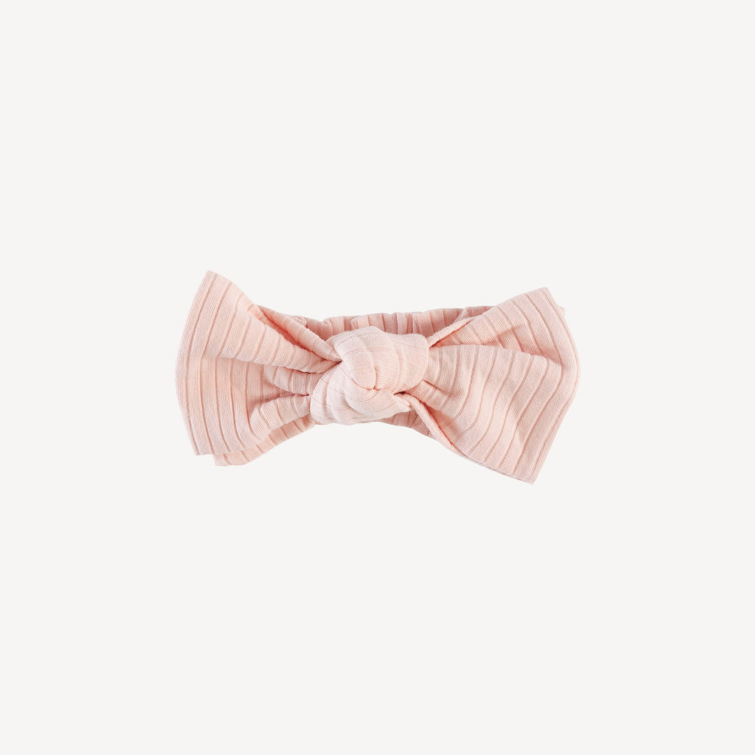 large bow elastic headband | ballet pink | organic cotton wide rib