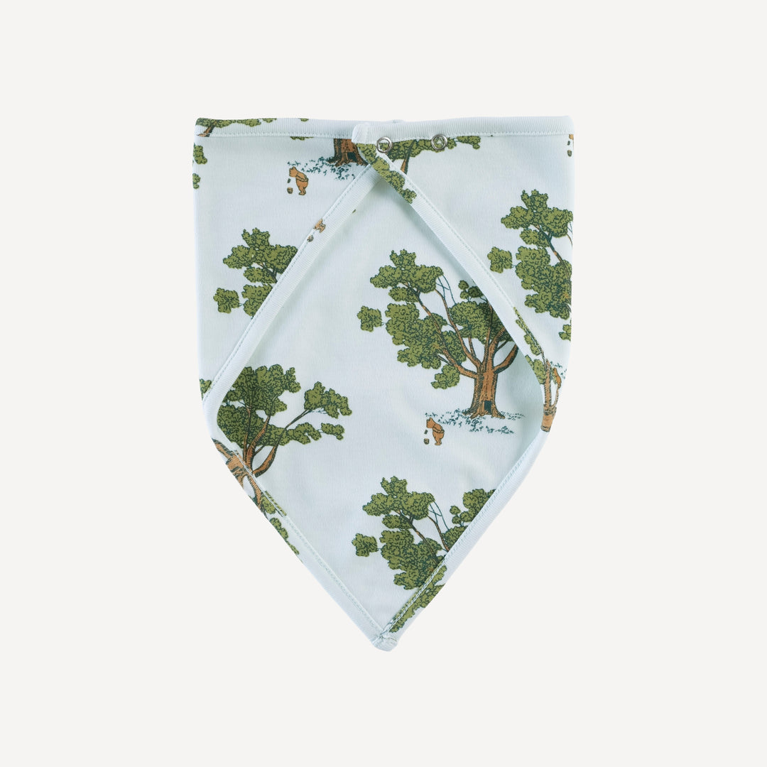 bandana bib | blue pooh & tree | organic cotton interlock