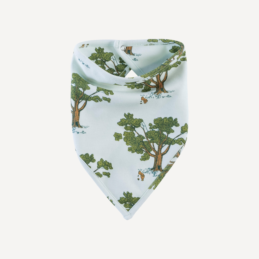 bandana bib | blue pooh & tree | organic cotton interlock