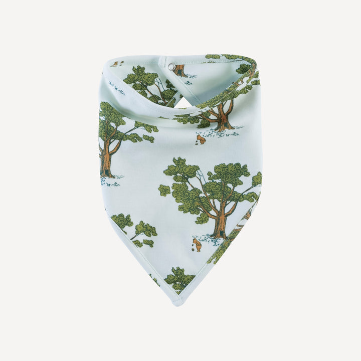 bandana bib | blue pooh & tree | organic cotton interlock