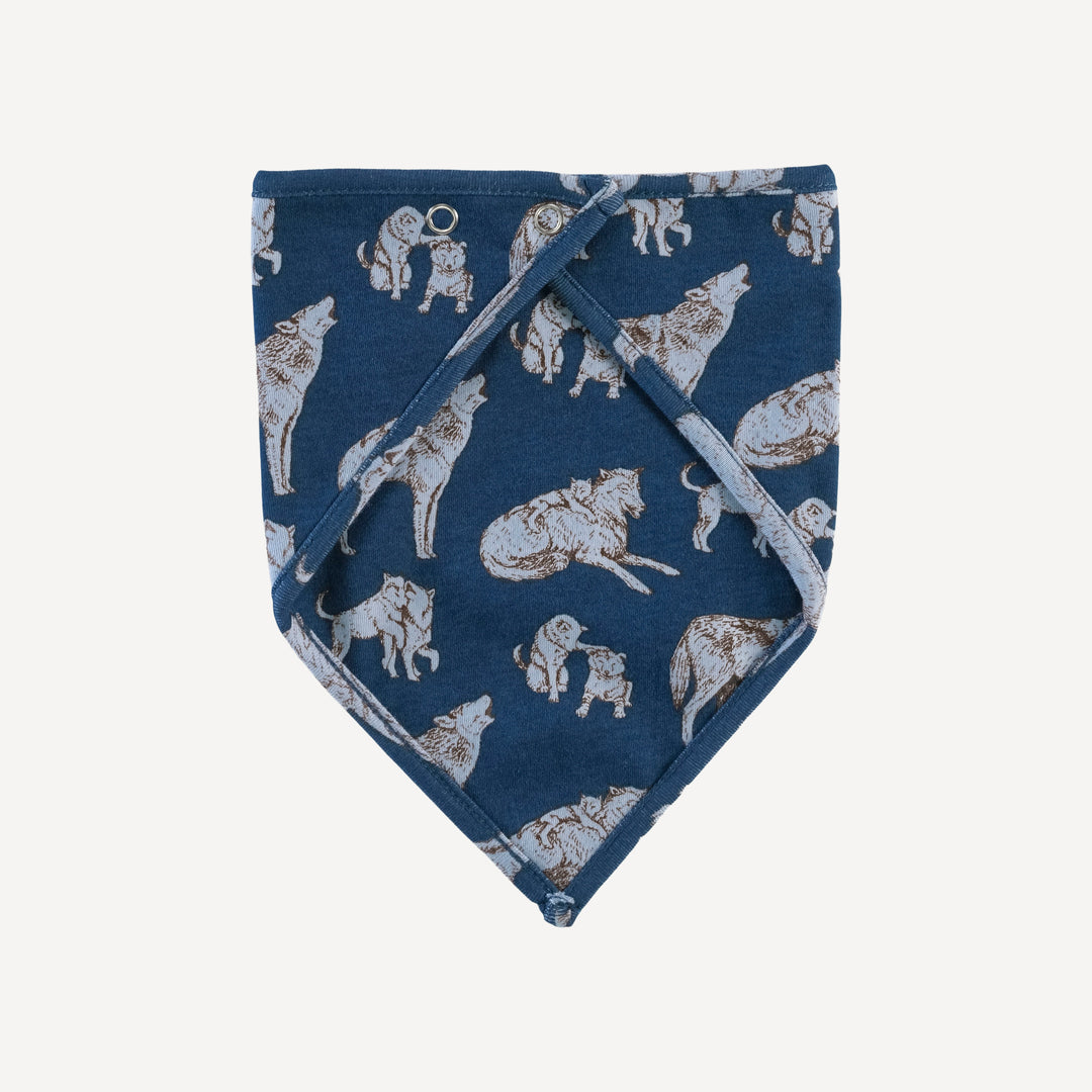 bandana bib | blue wolf family | organic cotton interlock