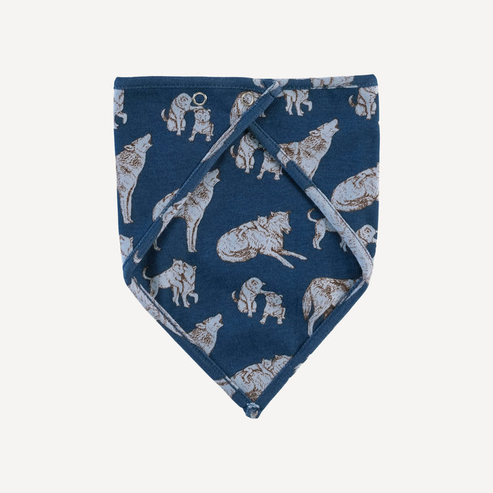 bandana bib | blue wolf family | organic cotton interlock