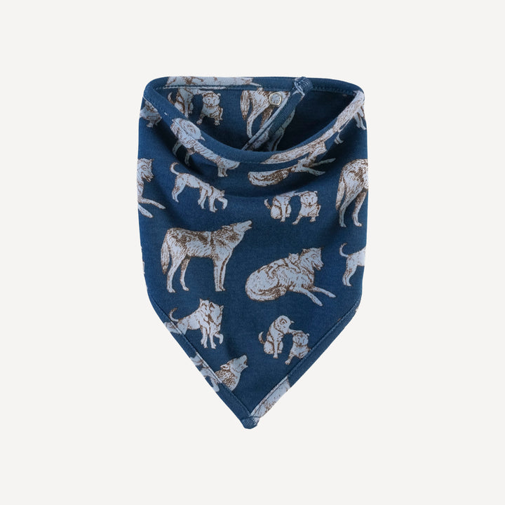 bandana bib | blue wolf family | organic cotton interlock