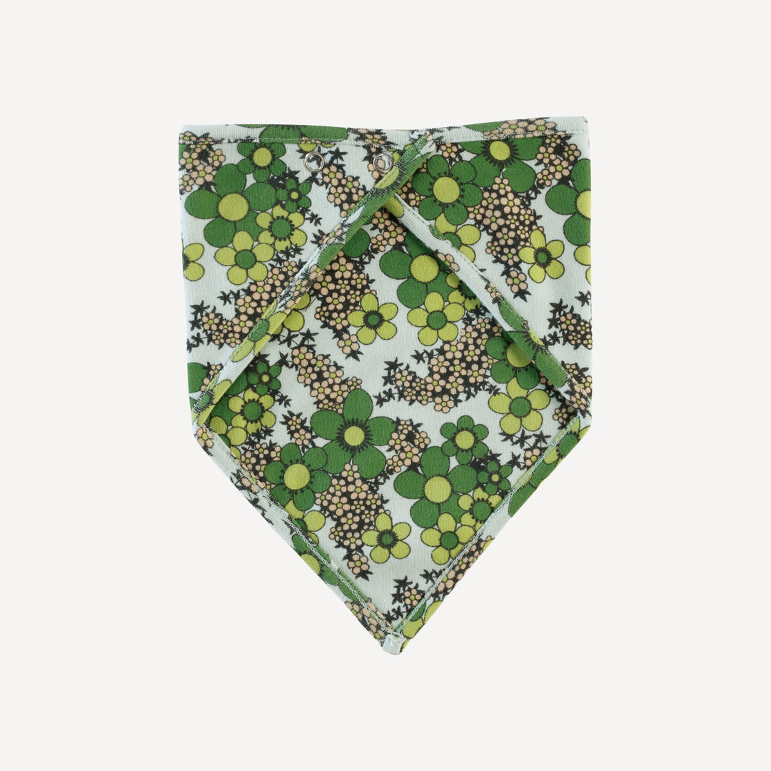 bandana bib | green granny floral | organic cotton interlock