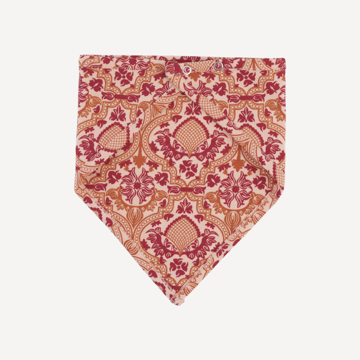 bandana bib | peach folk floral | organic cotton jersey
