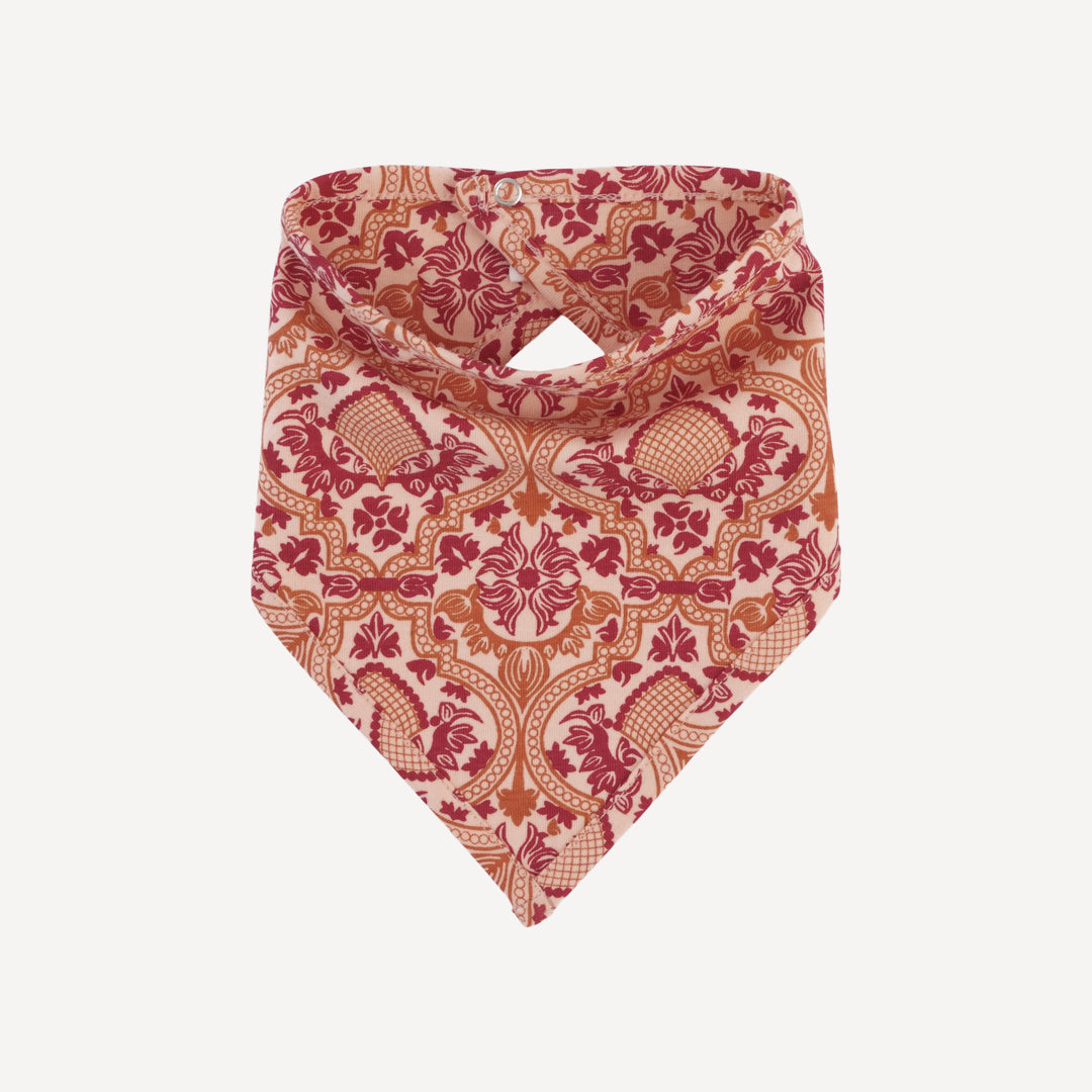 bandana bib | peach folk floral | organic cotton jersey