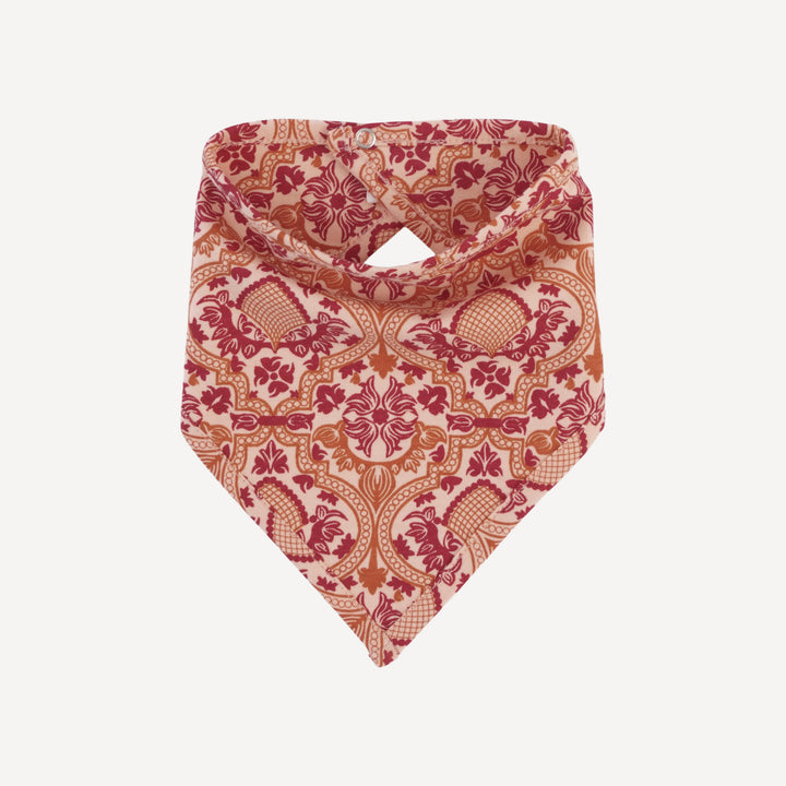 bandana bib | peach folk floral | organic cotton jersey
