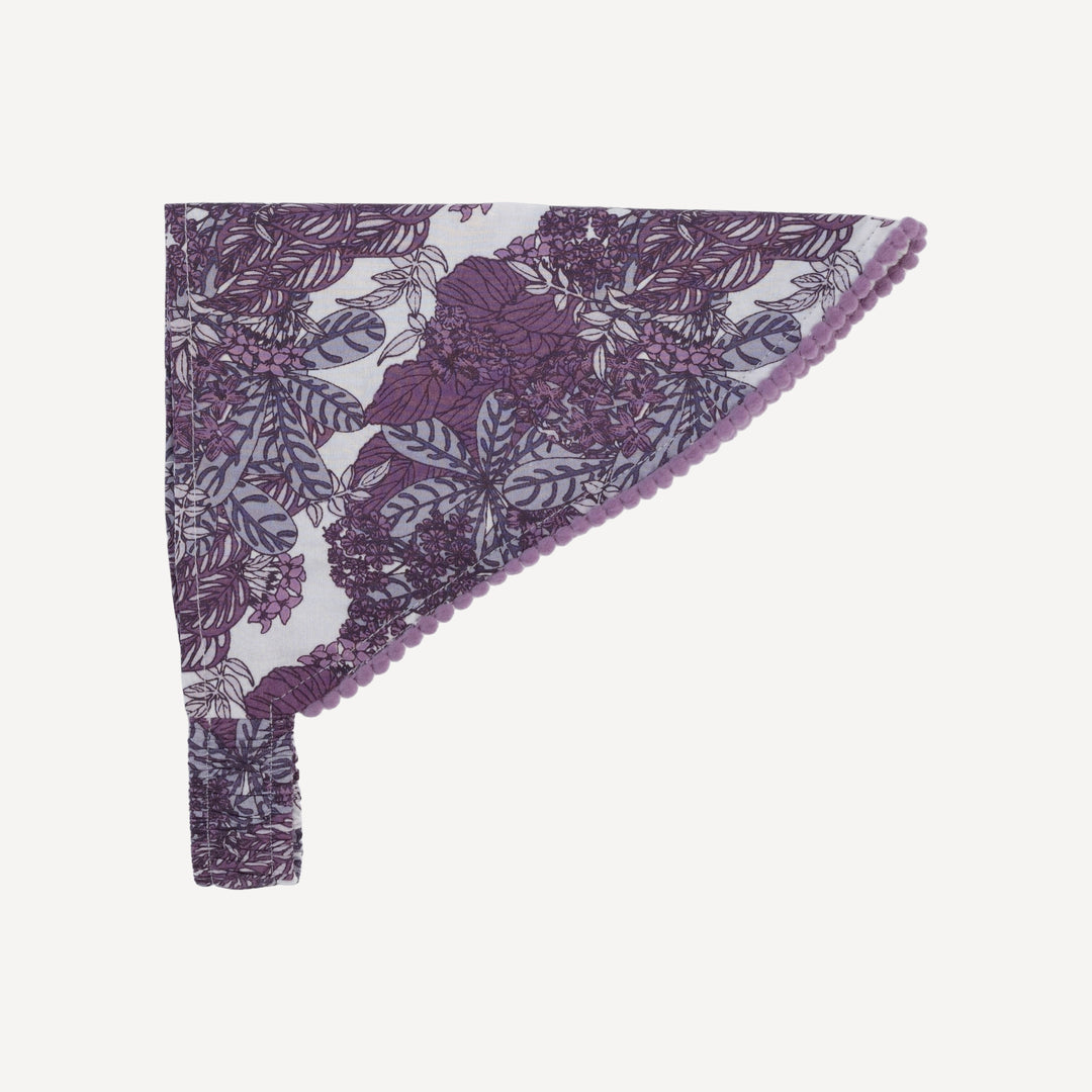 bandana pom pom headband | grape goldilocks floral | organic cotton woven