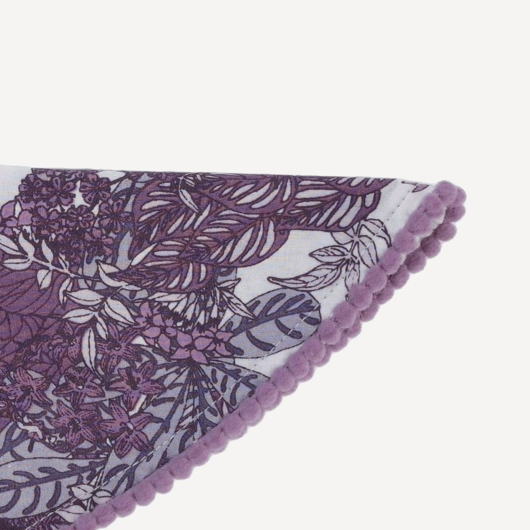 bandana pom pom headband | grape goldilocks floral | organic cotton woven