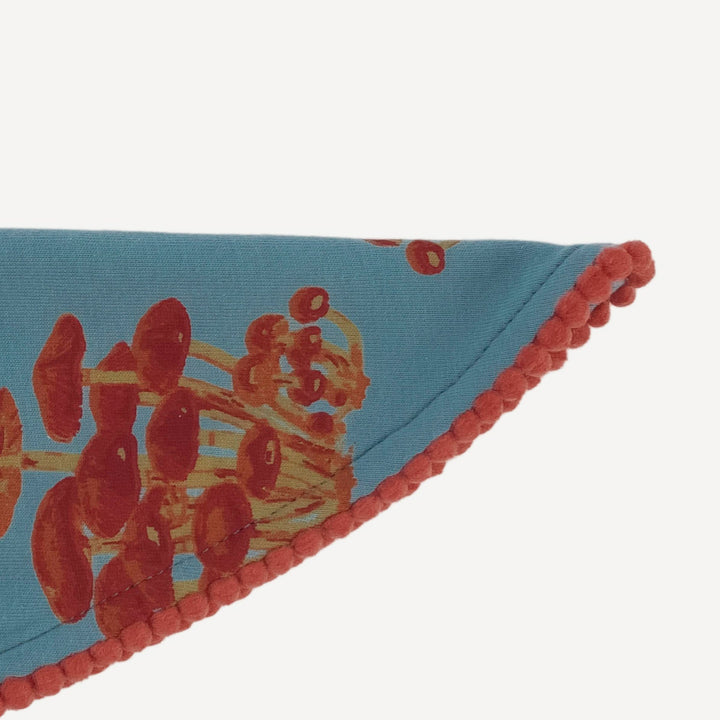 bandana pom pom headband | red mushroom bunch | organic cotton jersey