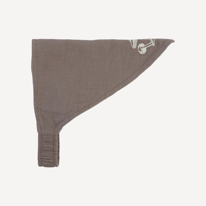 embroidered bandana headband | dark truffle | organic cotton gauze