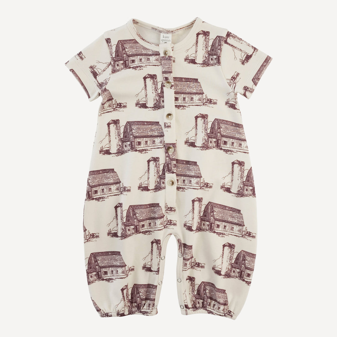 short sleeve button bubble jumpsuit | barn | organic cotton interlock
