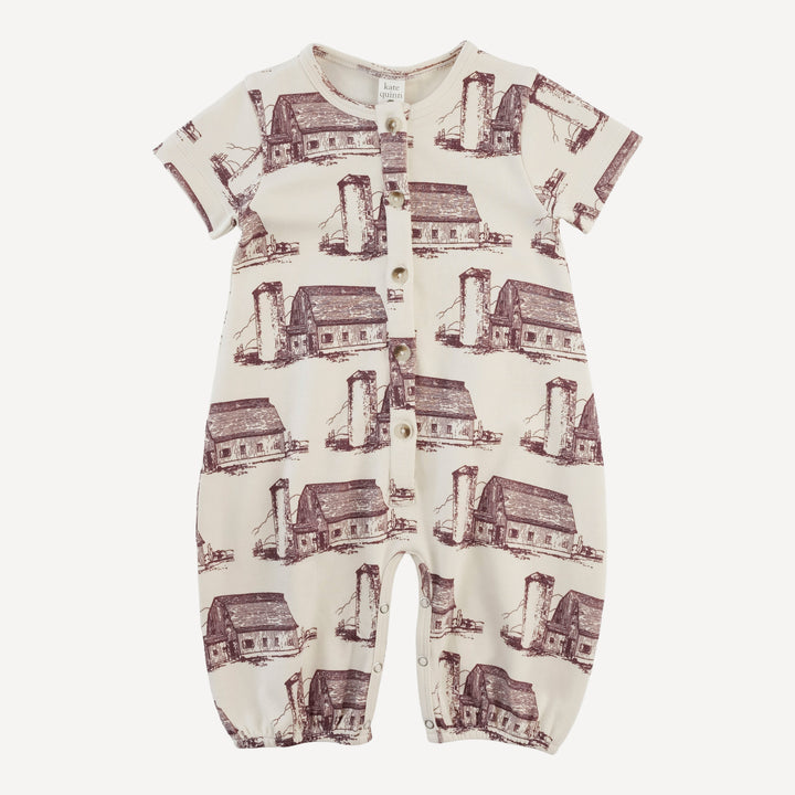 short sleeve button bubble jumpsuit | barn | organic cotton interlock